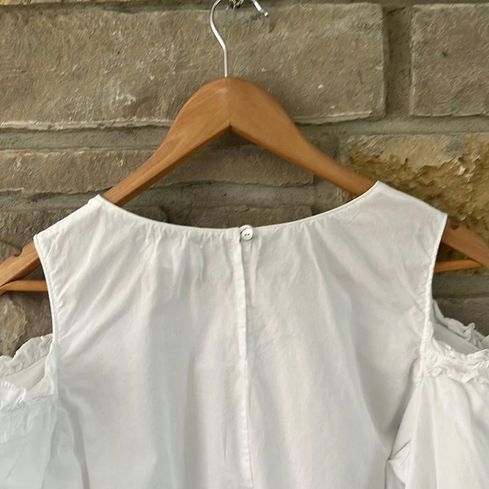 VELVET by Graham & Spencer White Off-the-Shoulder Women's Top Puff Sleeves Med - Picture 12 of 14